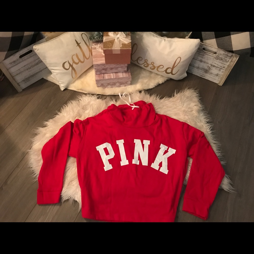 Victoria Secret Pink Xmas Red Cowl Neck  Sz L
